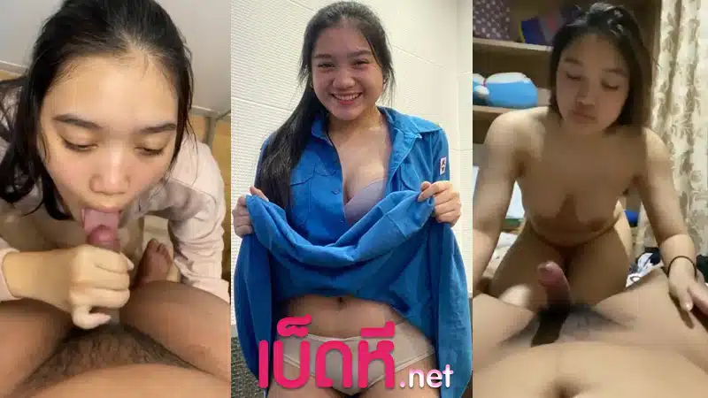 คลิปหลุดนักเรียน แอบมาเย็ดกันในห้องน้ำ โดนจับกดหัวโม๊คควย ดูดเสียวๆทำหน้าฟิน ลากไปเย็ดกันต่อที่หอ นมใหญ่หีอวบอูม เย็ดกันโคตรมันส์